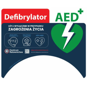 Tabliczka zewnętrzna AED Instrukcja postępowania do kapsuły Rotaid