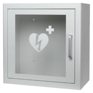 Szafka do AED metalowa zamykana magnetycznie biała PREMIUM