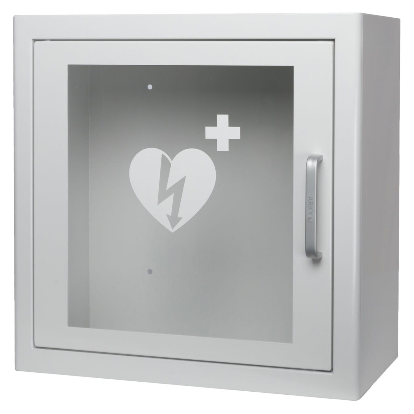 Szafka do AED metalowa zamykana magnetycznie biała PREMIUM