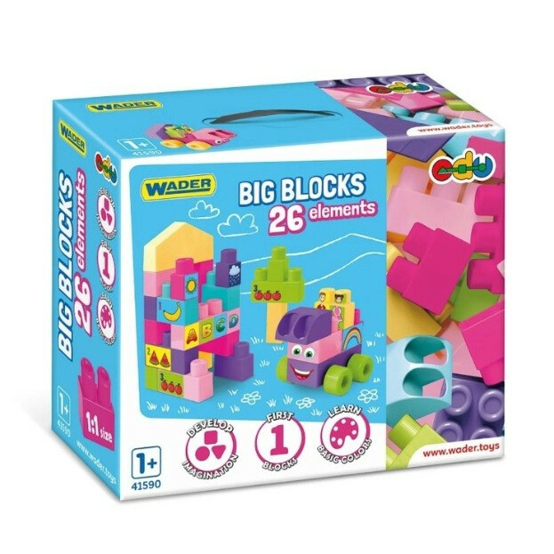 Klocki 26 elementów Big Blocks różowe