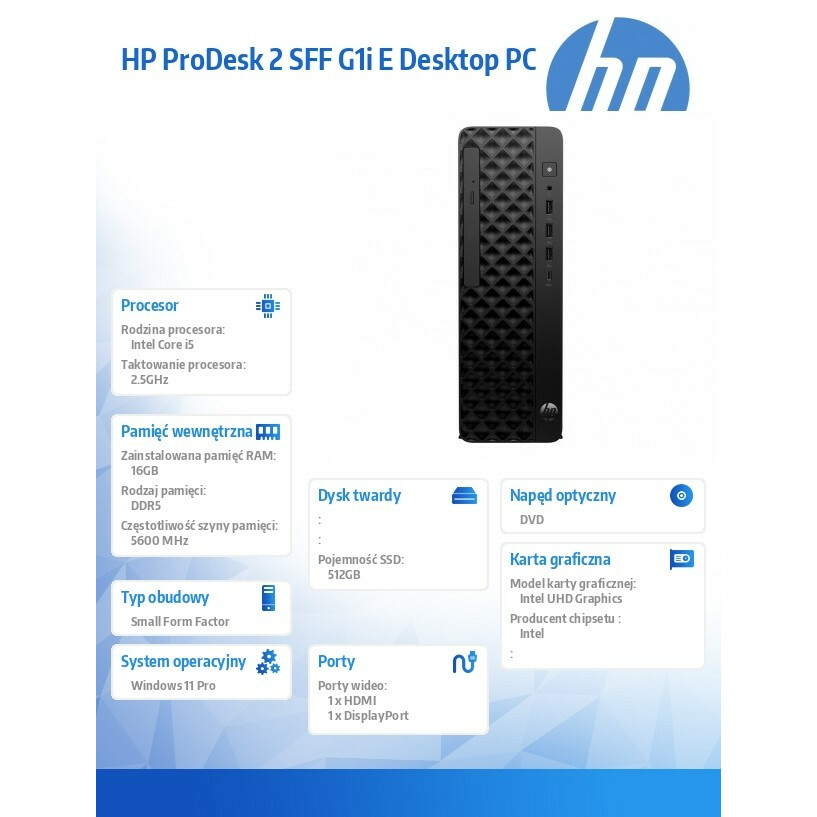 Desktop PD2 SFF G1i i5-14400 512GB/16GB/W11P B6ZC6ET - obrazek 4