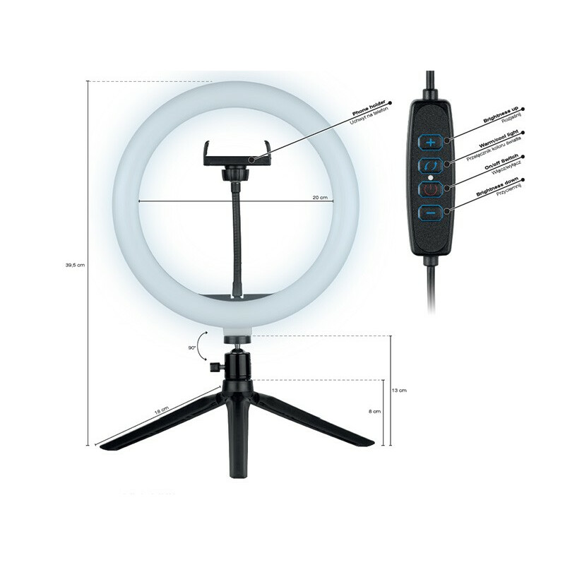 Lampa pierścieniowa Ring 26 cm z mini statywem - obrazek 6