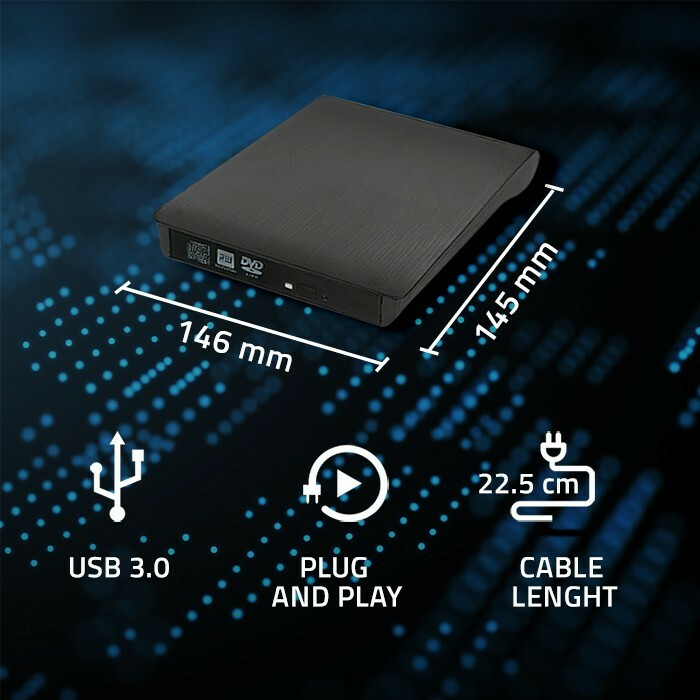 Nagrywarka DVD-RW zewnętrzna | USB 3.0 | Czarna - obrazek 3