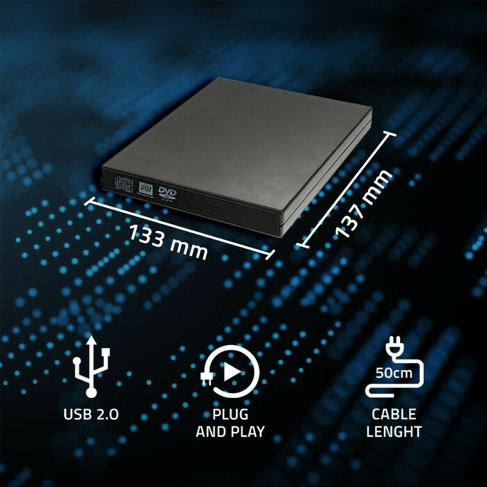 Nagrywarka DVD-RW zewnętrzna | USB 2.0 | Czarna - obrazek 3