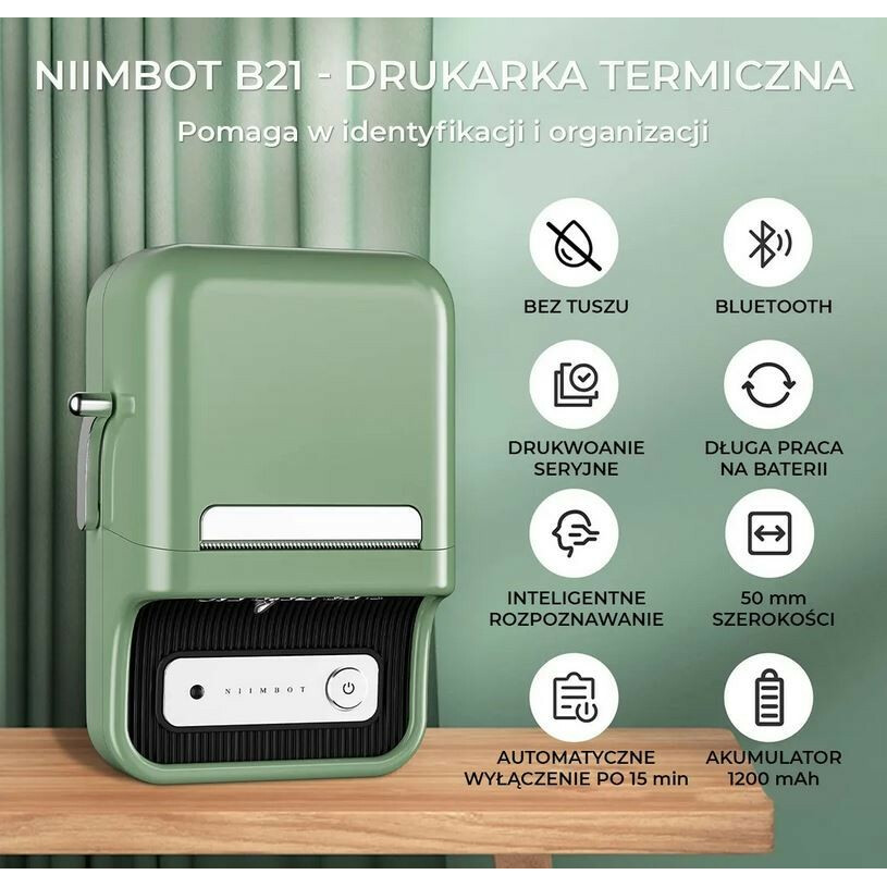 Drukarka etykiet B21S zielona - obrazek 3