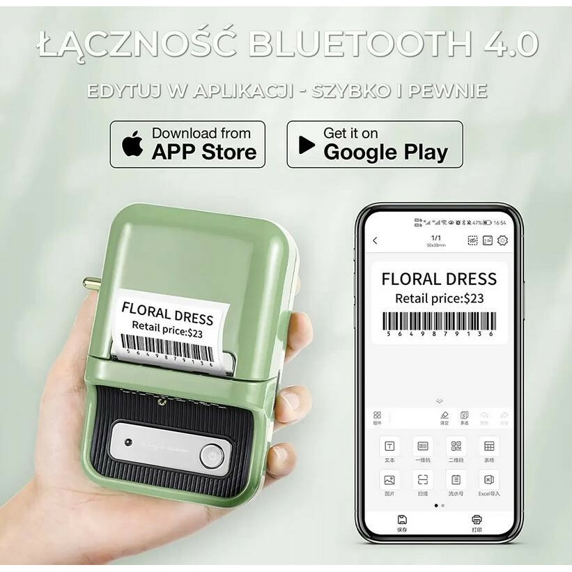 Drukarka etykiet B21S zielona - obrazek 4