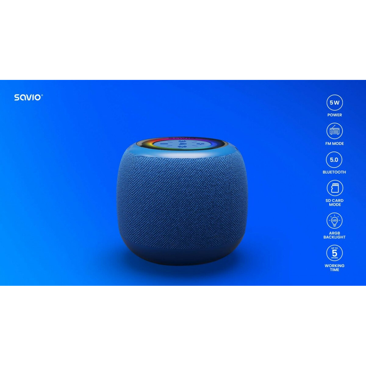 Głośnik bezprzewodowy Bluetooth 5W, BS-042, Niebieski - obrazek 4