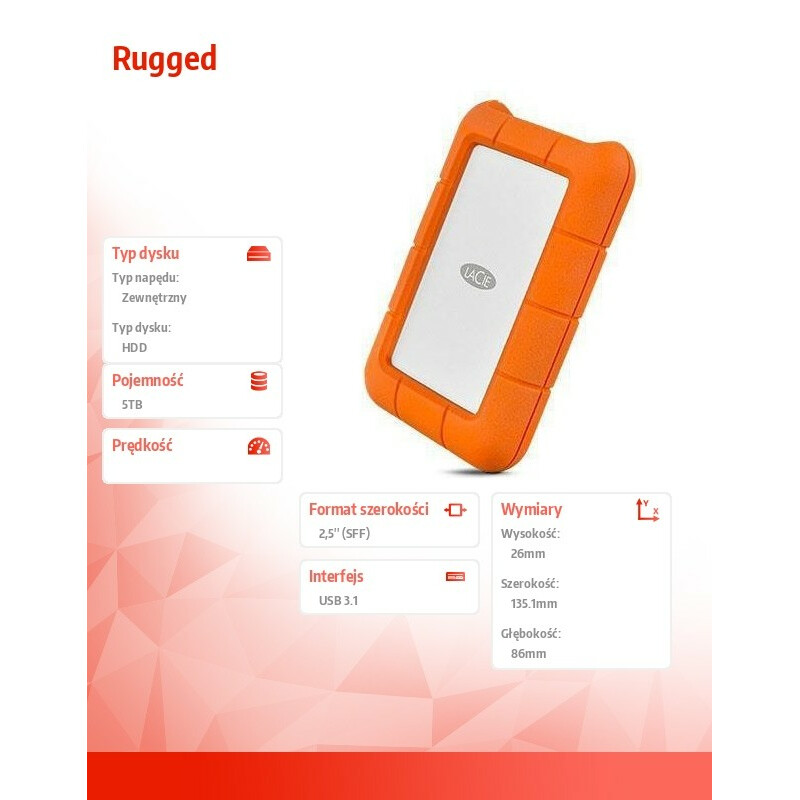 Dysk Rugged 5TB USB 3.1 2,5 STFR5000800 - obrazek 2