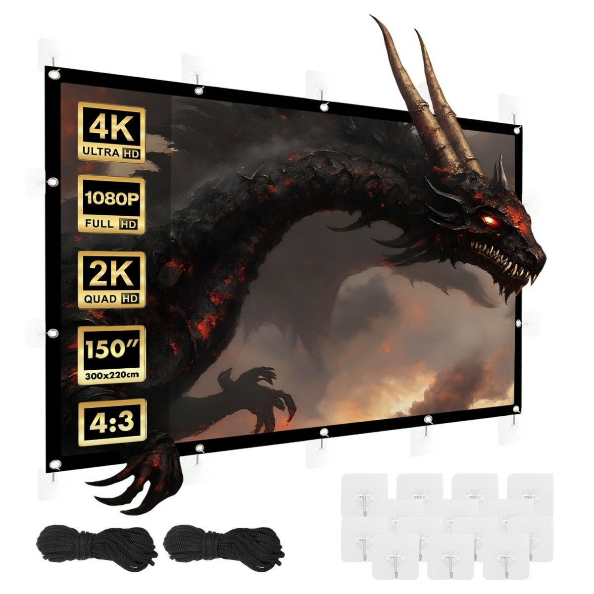 Ekran projekcyjny 150 cali 300x220cm, MC-168