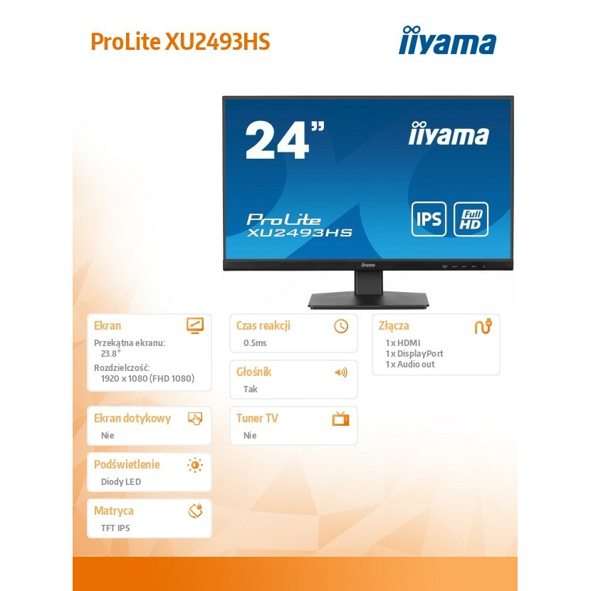 Monitor ProLite 23.8 cala XU2493HS-B6 IPS,HDMI,DP,2x2W,ACR - obrazek 11