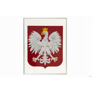 Godło Polski w ramie aluminiowej 30x40 srebrnej