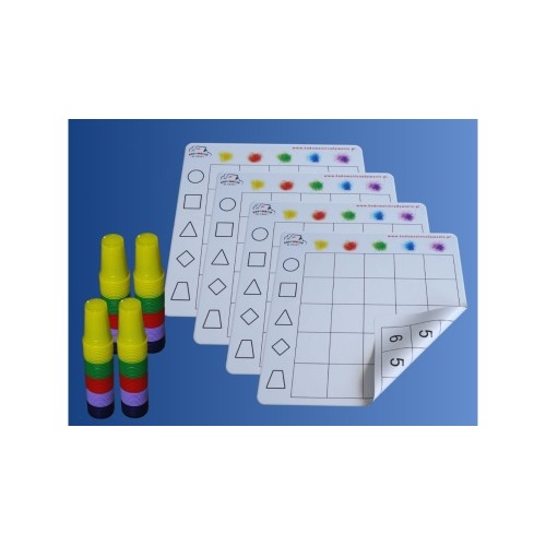 Zestaw czterech dwustronnych mat do kodowania 50x50 Kodowanie na dywanie z kolorowymi kubeczkami