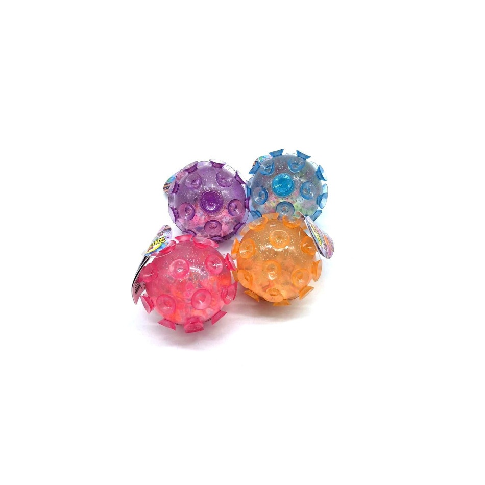 Brokatowy gniotek piłka przyssawka z konfetti - obrazek 3