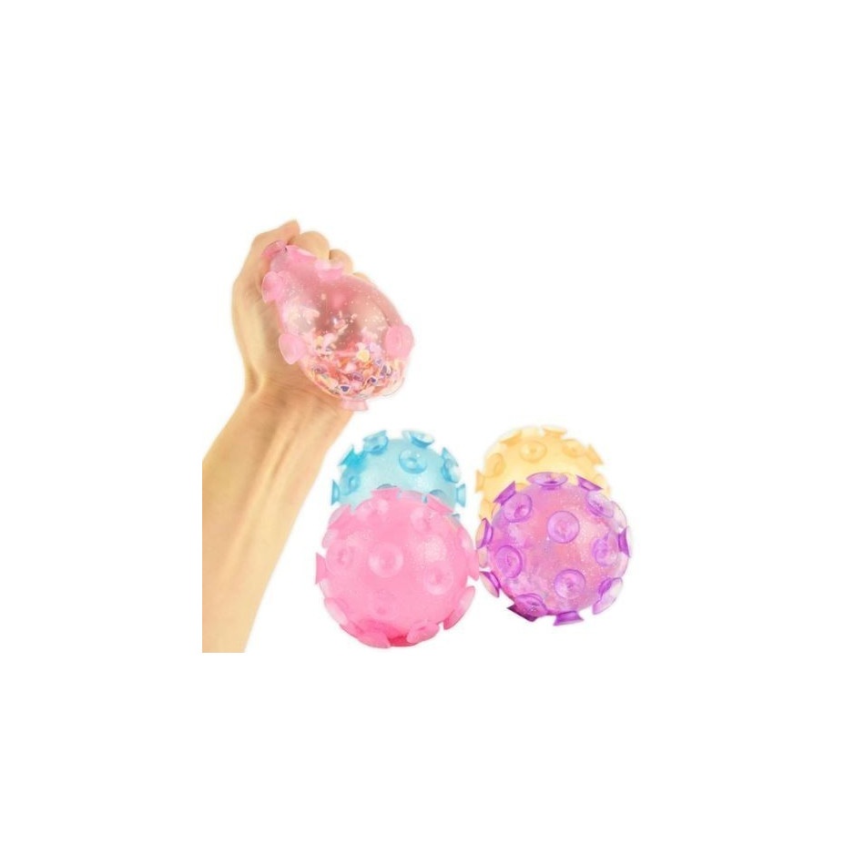 Brokatowy gniotek piłka przyssawka z konfetti - obrazek 2