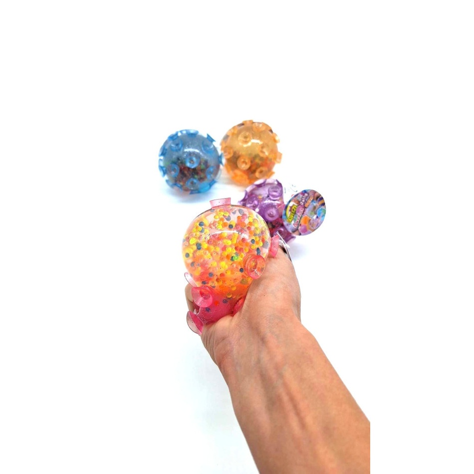 Brokatowy gniotek piłka przyssawka z kuleczkami