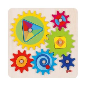 Drewniana układanka tęczowe koła zębate