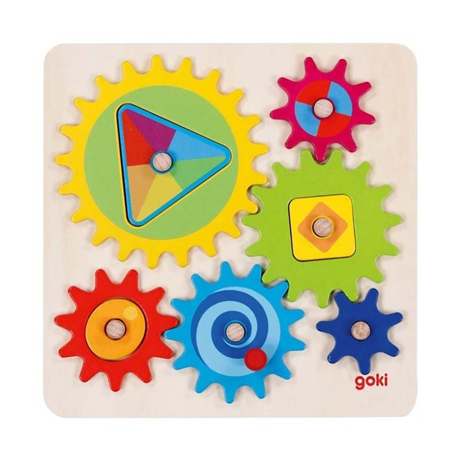 Drewniana układanka tęczowe koła zębate