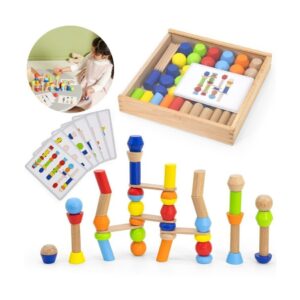 Drewniane Klocki Geometryczne Układanka 52 el.