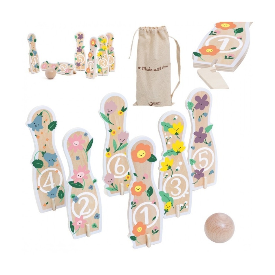 Drewniane kręgle 6szt. + piłka - obrazek 6