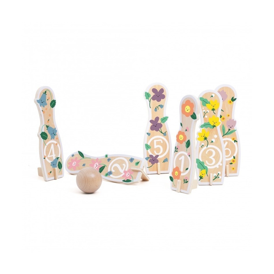 Drewniane kręgle 6szt. + piłka - obrazek 2