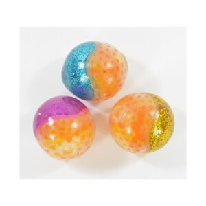 Dwukolorowy gniotek piłka z kuleczkami i brokatem