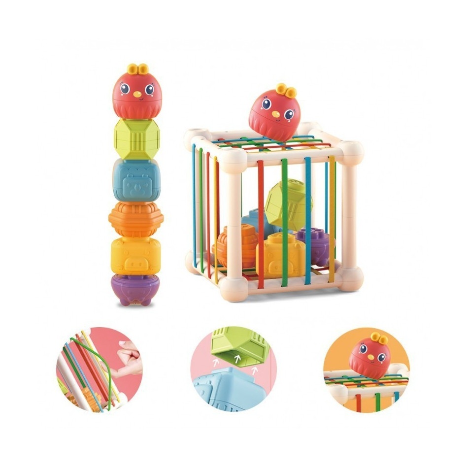 Elastyczna Kostka Sensoryczna Sorter dla Dzieci Zwierzątka + Grzechotka - obrazek 3