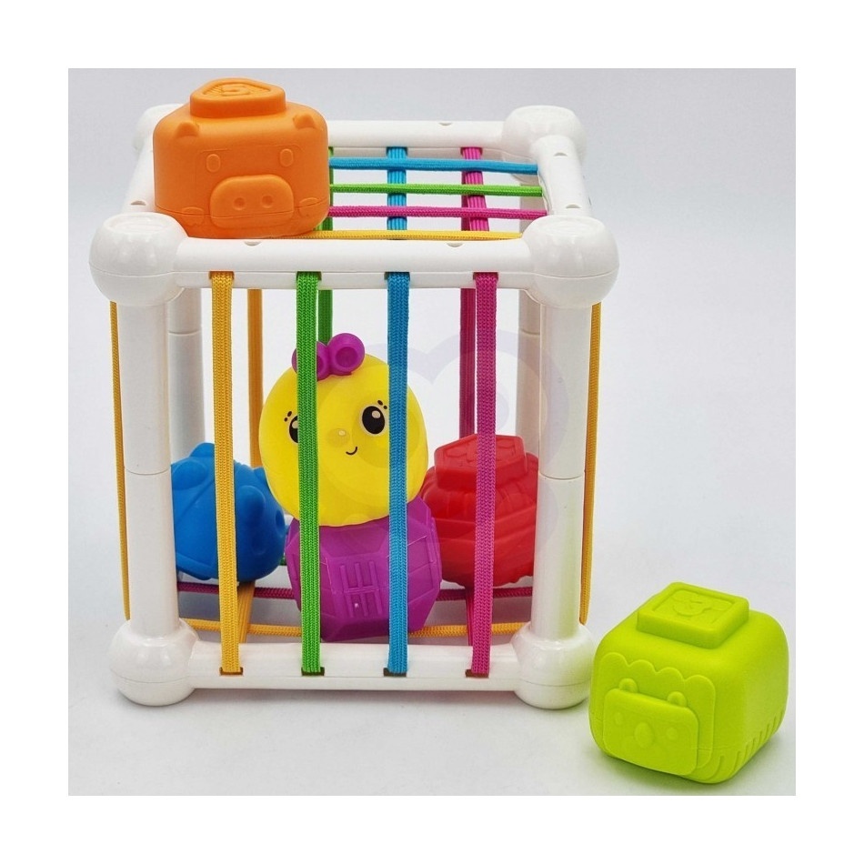 Elastyczna Kostka Sensoryczna Sorter dla Dzieci Zwierzątka + Grzechotka - obrazek 2