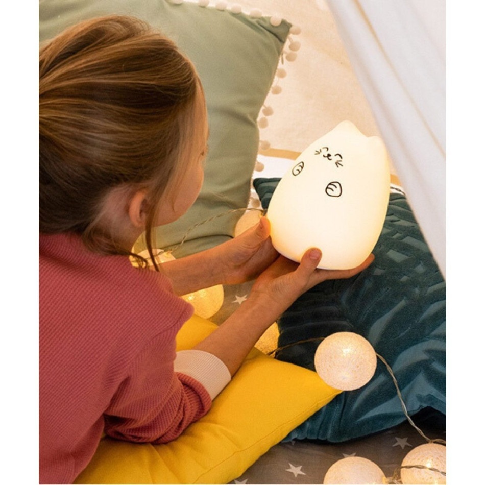 Lampka silikonowa kot biały - obrazek 3