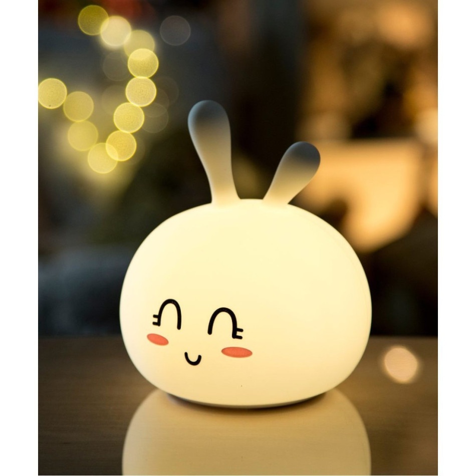 Lampka silikonowa królik biała