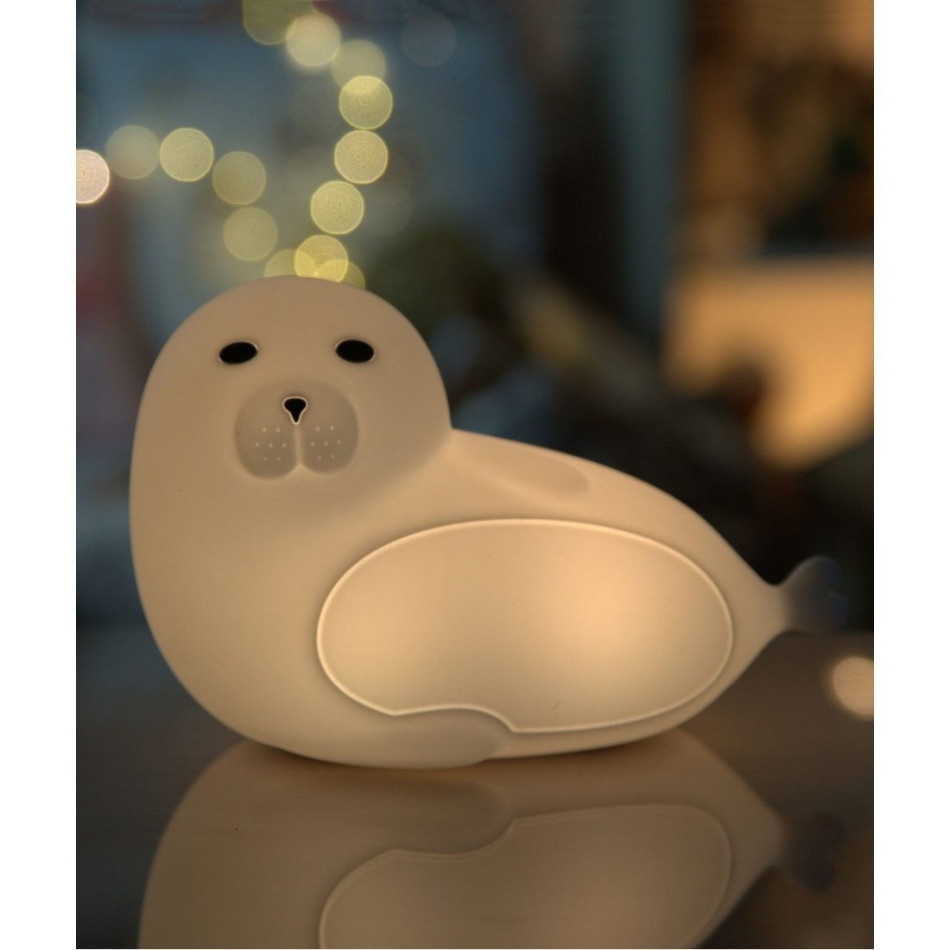 Lampka silikonowa z pilotem foka biała - obrazek 4