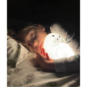 Lampka silikonowa z pilotem foka biała