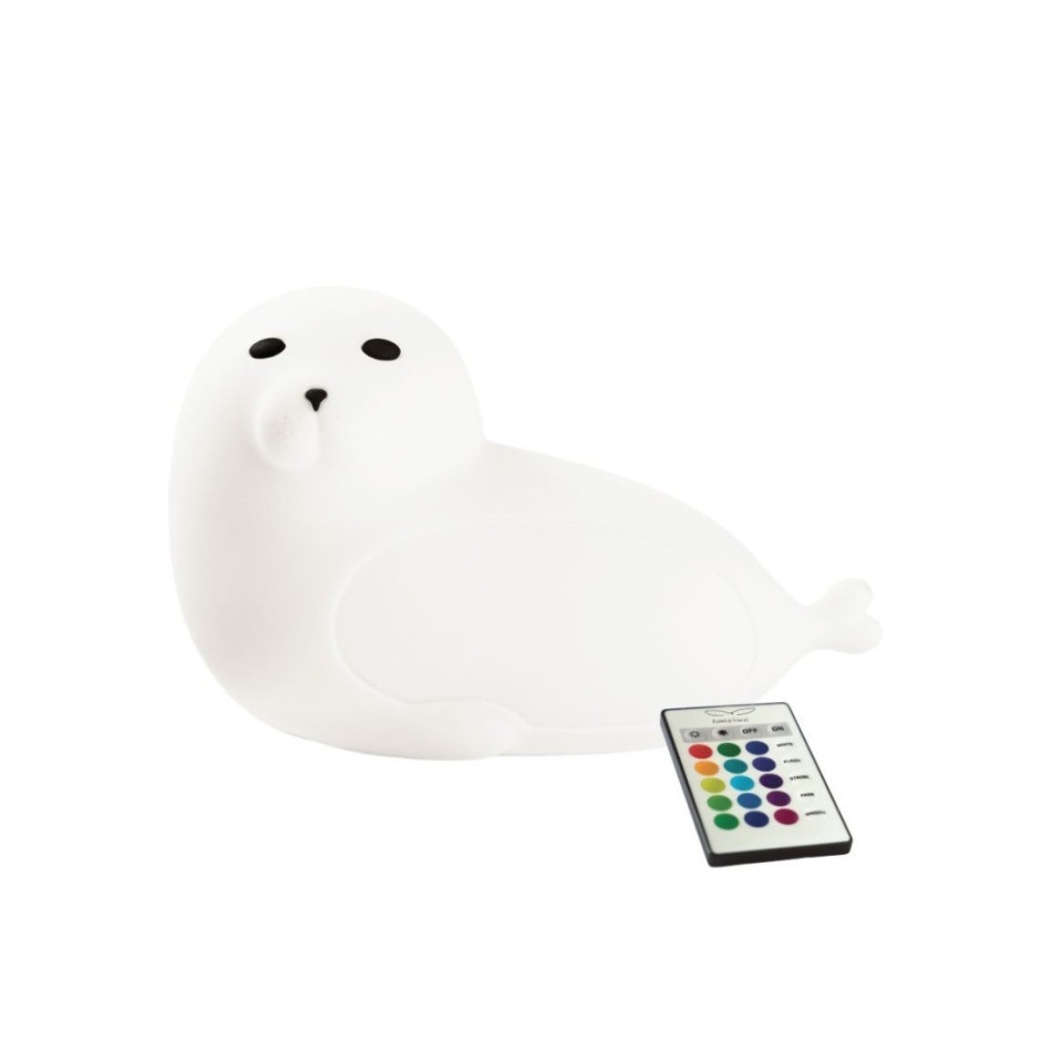 Lampka silikonowa z pilotem foka biała - obrazek 5