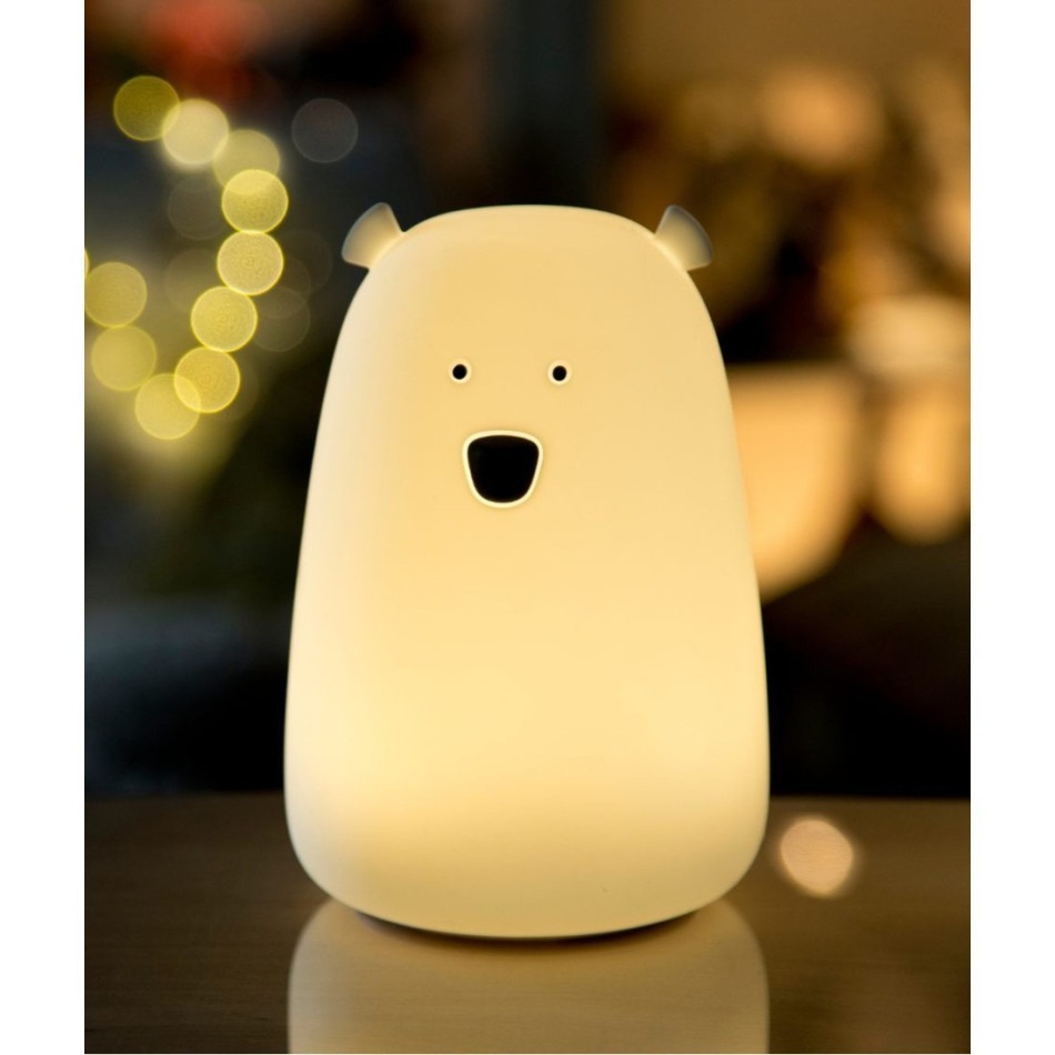 Lampka silikonowa z pilotem miś biały