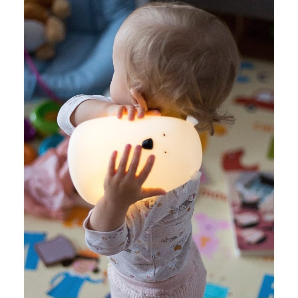 Lampka silikonowa z pilotem miś biały - obrazek 2