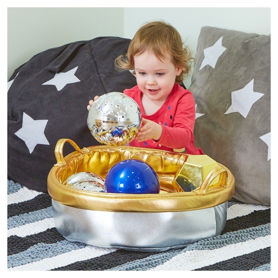 Metaliczny sensoryczny kosz skarbów