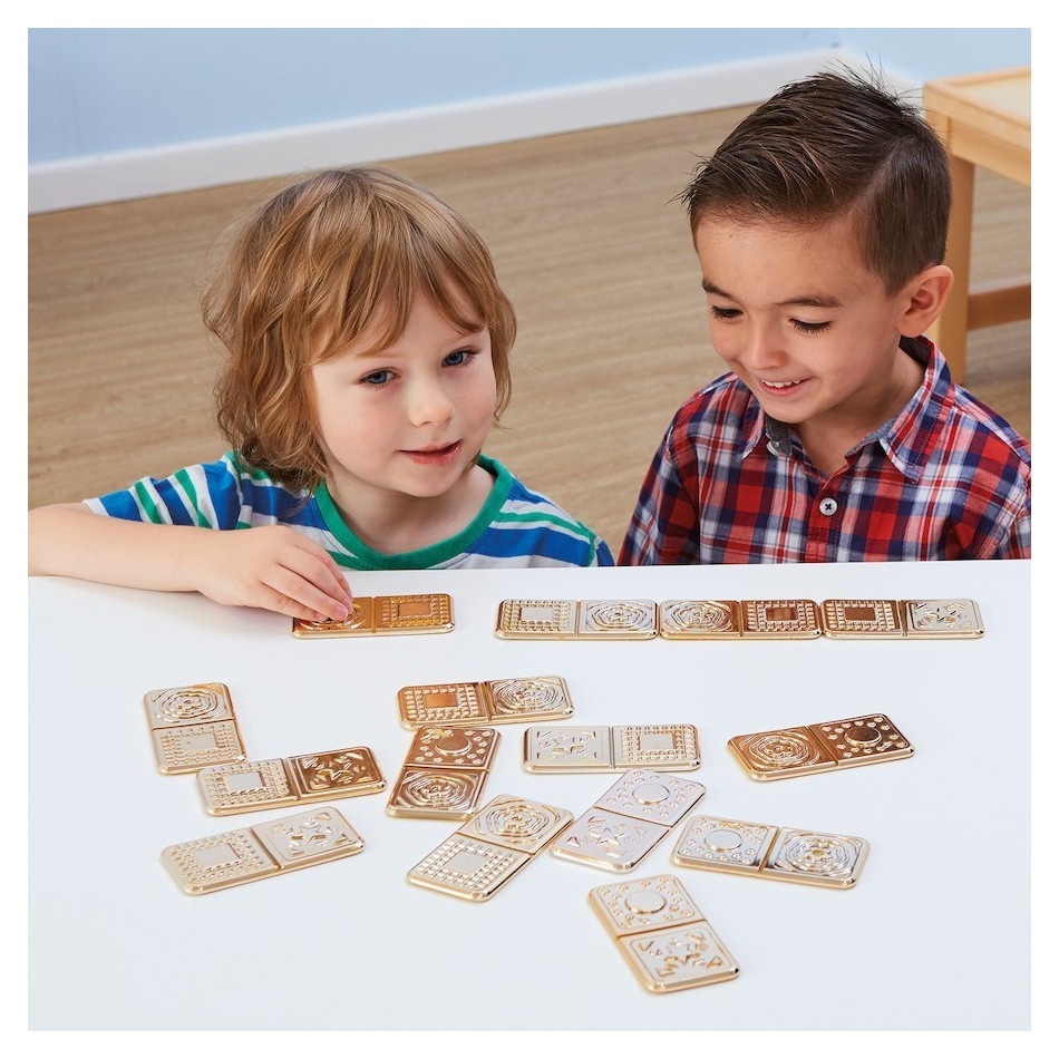 Zestaw 15 metalicznych, sensorycznych domino