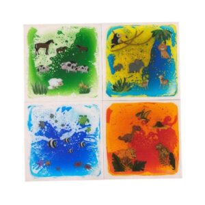 Zestaw 4 paneli z cieczą ze zwierzętami