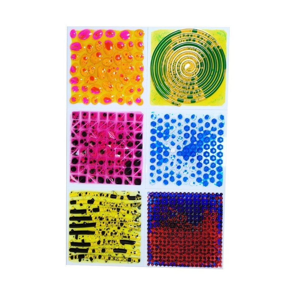 Zestaw 6 sensorycznych paneli z cieczą