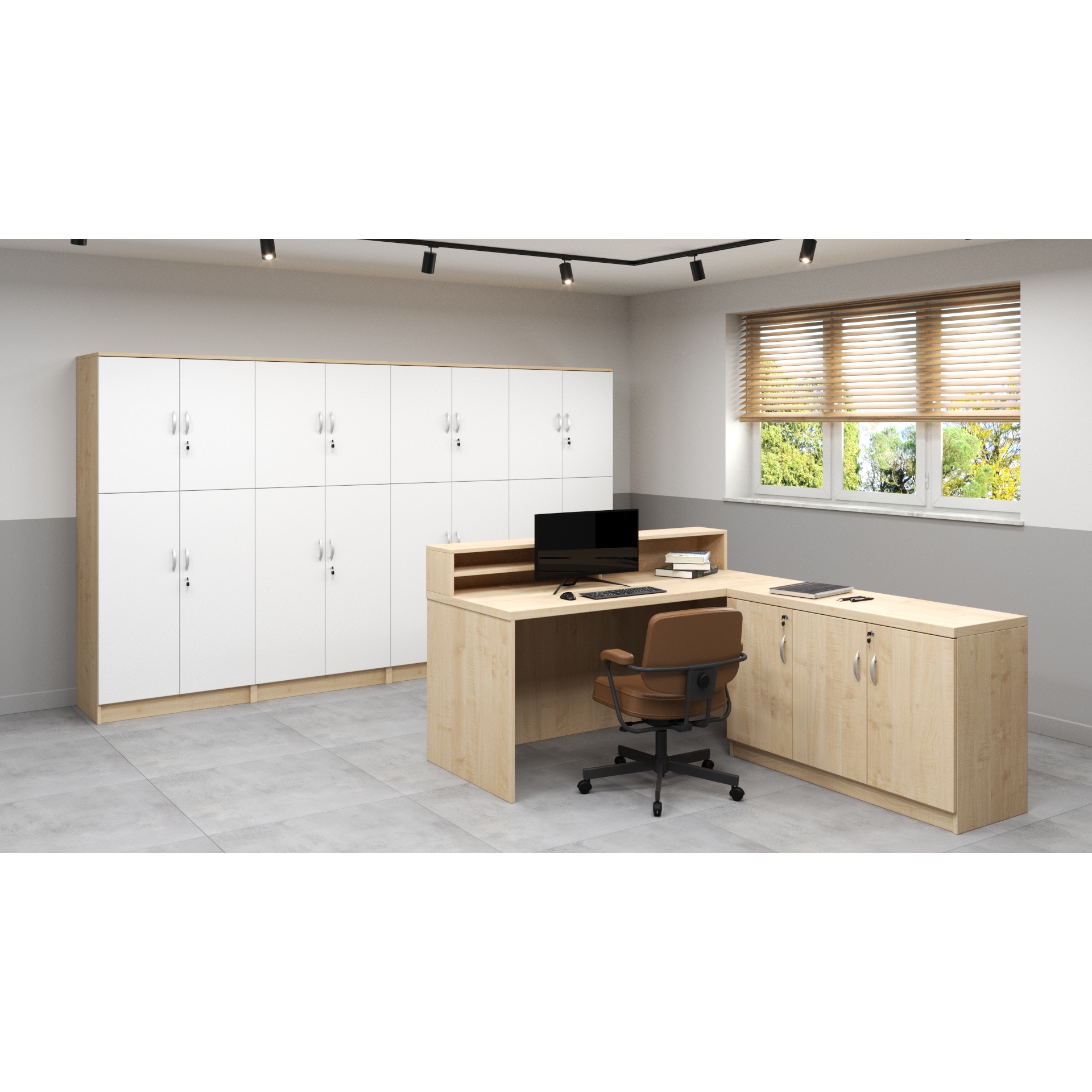 KUJAWIAK PREMIO Biurko gabinetowe typu recepcja z nadstawką dł. 1800 mm - obrazek 6