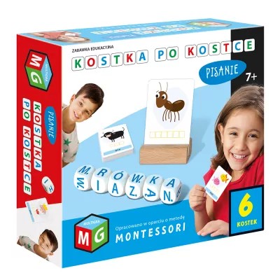 Kostka po kostce. Pisanie 6 kostek. Gra edukacyjna Montesori