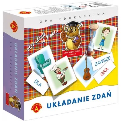Układanie zdań. Gra edukacyjna. Sowa mądra głowa poleca