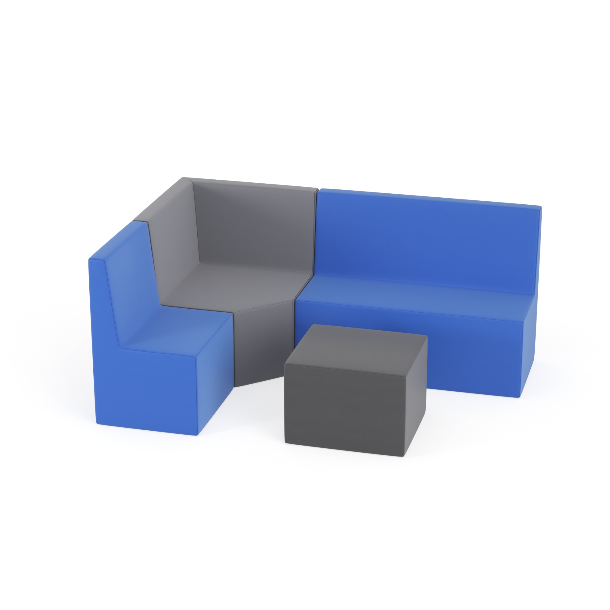 Zestaw puf Tobo Light 4 szary/niebieski, rozmiar 1