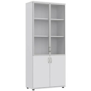 Regał zamykany z witryną biały