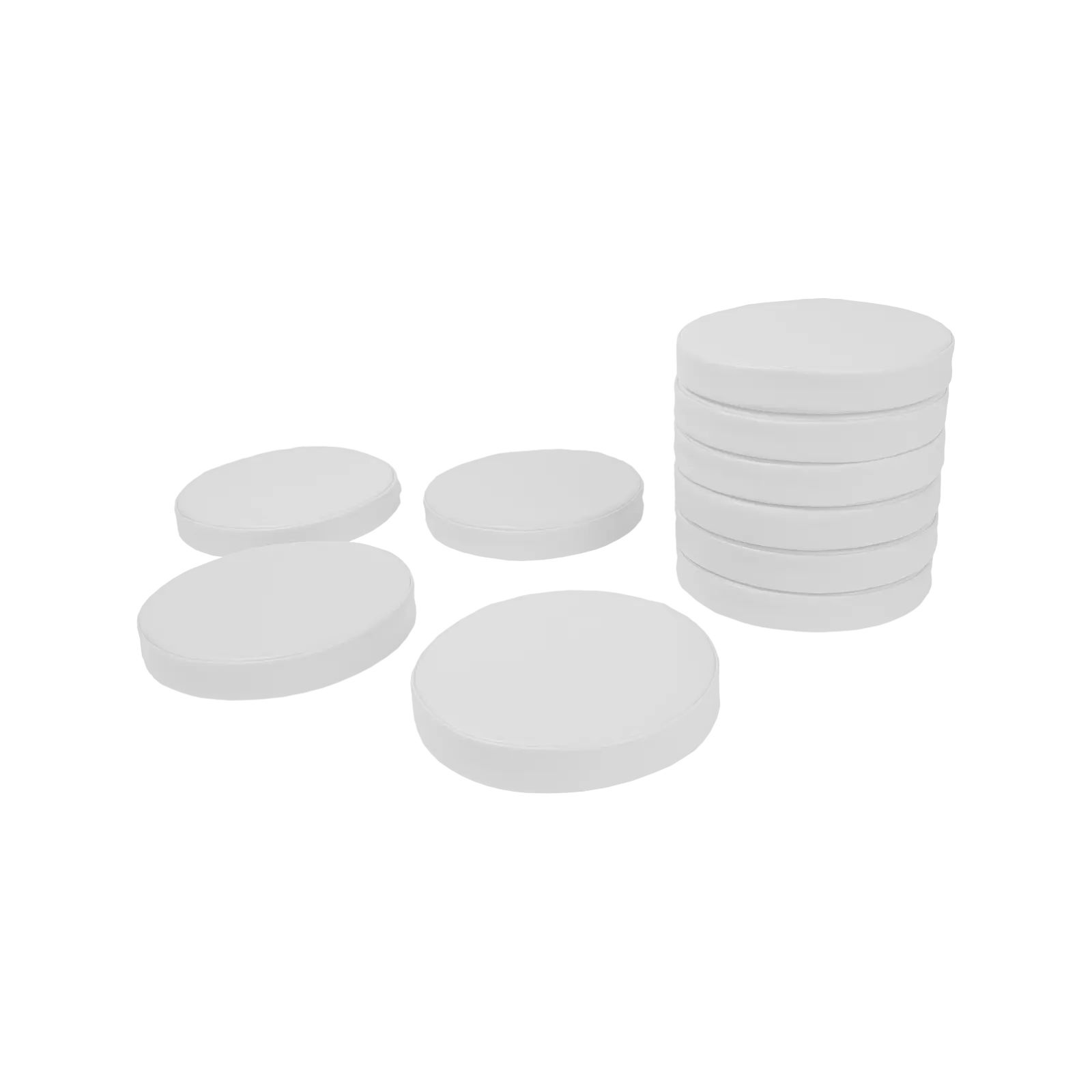 Biały zestaw klocków piankowych - Poduszki okrągłe 35x5 cm - 10 szt.